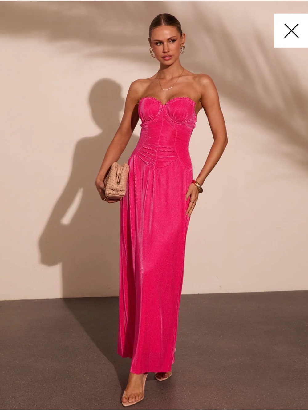 Vici Hot Pink Strapless Sweetheart Maxi Dress